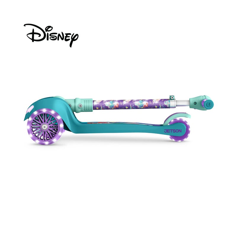 Jetson Disney's The Little Mermaid Three-Wheel Kids' Kick Scooter | Includes LED Lights on Stem & Light-Up Wheels |Height-Adjustable Handlebar Lean-to-Steer |Easy-Folding Mechanism Ages 3+, Purple - Image 2