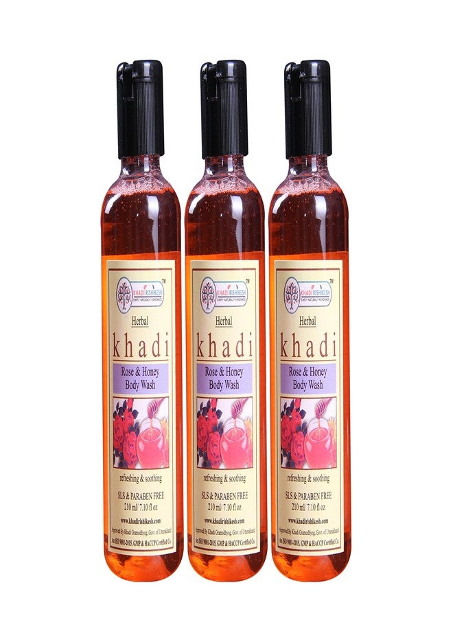 KHADI RISHIKESH Herbal Rose & Honey Body Wash Combo Set Pack Of - 210 x 3 (630) ml - Image 1