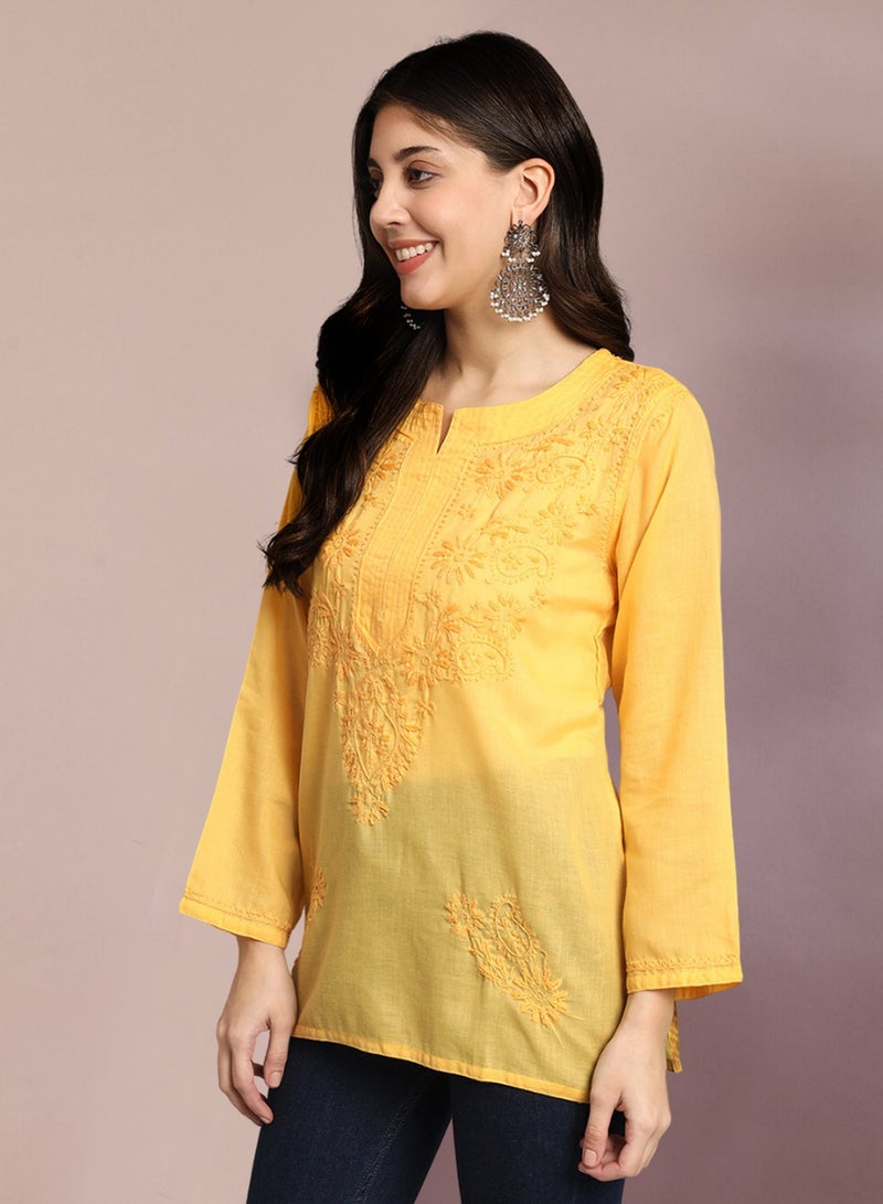 Alaya Hand Embroidered Chikankari Cotton Kurti-AL3405 - Image 3
