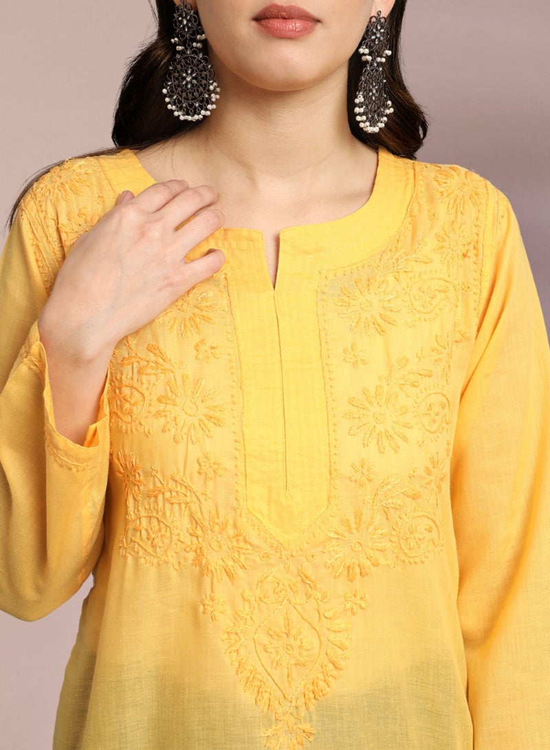 Alaya Hand Embroidered Chikankari Cotton Kurti-AL3405 - Image 5
