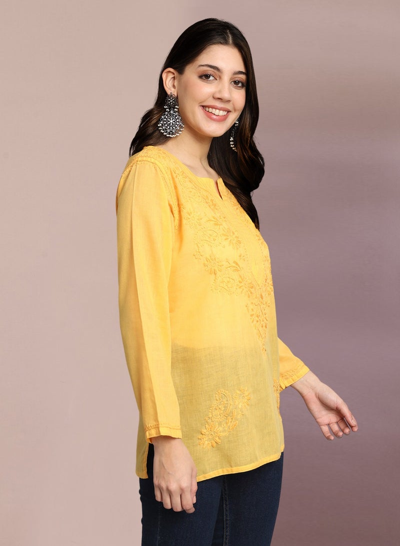 Alaya Hand Embroidered Chikankari Cotton Kurti-AL3405 - Image 4