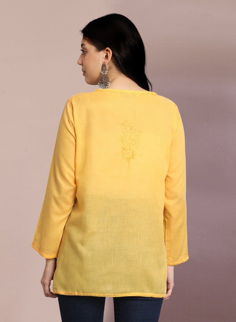 Alaya Hand Embroidered Chikankari Cotton Kurti-AL3405 - Image 2
