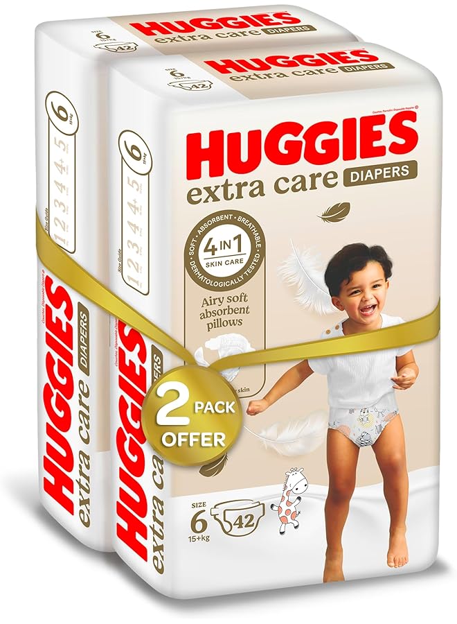 HUGGIES Extra Care Size 6 15+ Kg Twin Jumbo Pack 84 Diapers (Pack Of 2) - Image 2