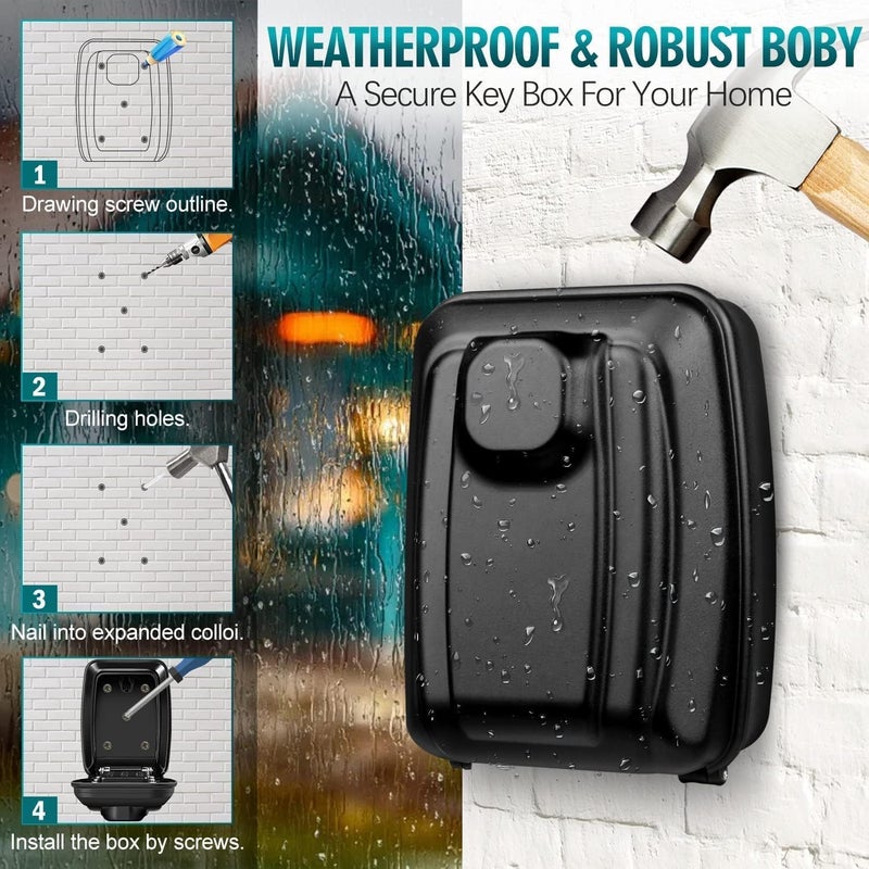 joyzzz Key Lock Box, Sturdy Waterproof Lock Box For Keys With Code For House Keys, Resettable 12-Digit Combination Code Safe Security Lock Box For Home, Office, Garage, Apartment Spare Key Storage - Image 2