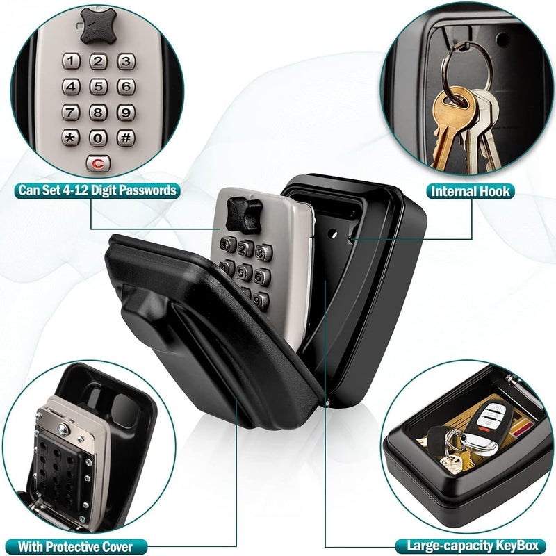 joyzzz Key Lock Box, Sturdy Waterproof Lock Box For Keys With Code For House Keys, Resettable 12-Digit Combination Code Safe Security Lock Box For Home, Office, Garage, Apartment Spare Key Storage - Image 5