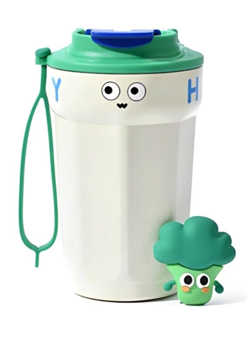 Stainless Steel Insulated Tumbler Thermos Bottles with Leak-Proof Flip Lid and Strap Suitable for Drinking Coffee Tea Water Milk (Beige15 oz) - Image 1