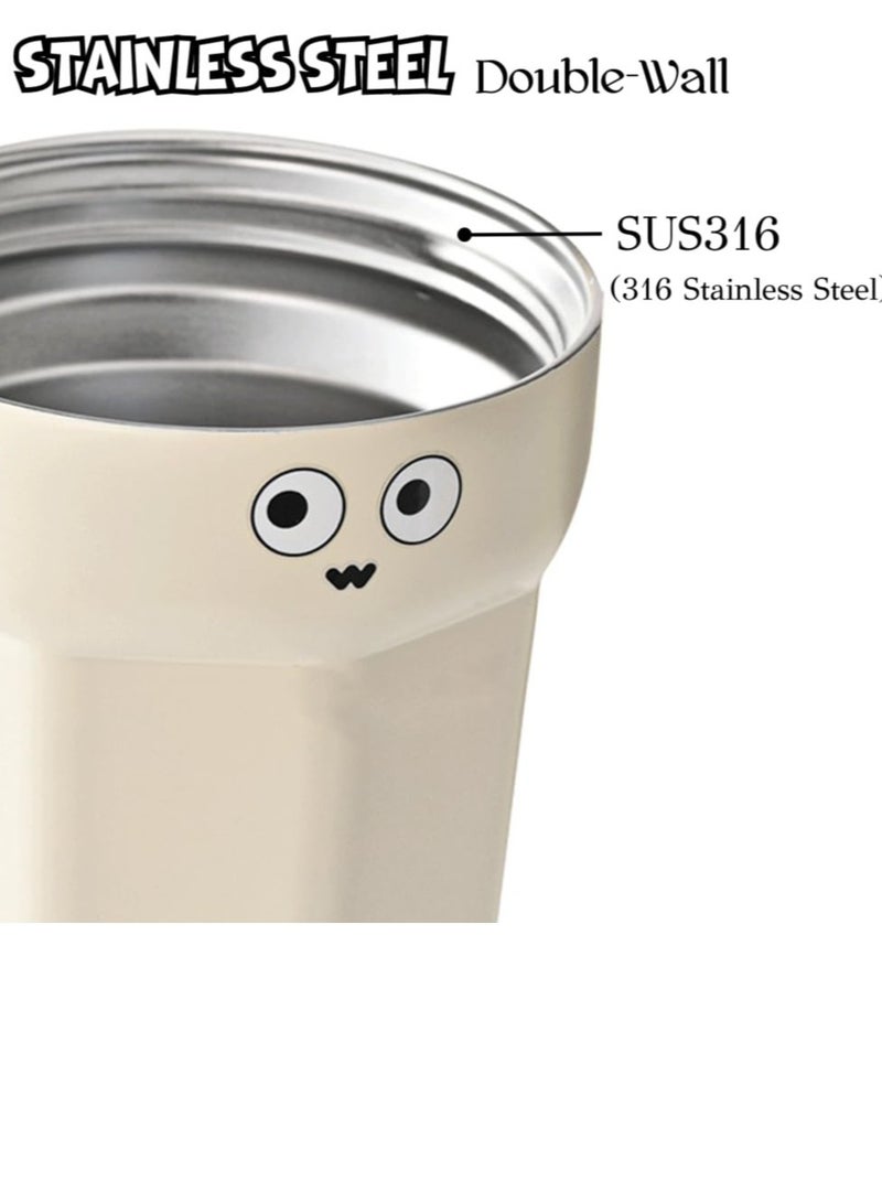 Stainless Steel Insulated Tumbler Thermos Bottles with Leak-Proof Flip Lid and Strap Suitable for Drinking Coffee Tea Water Milk (Beige15 oz) - Image 3