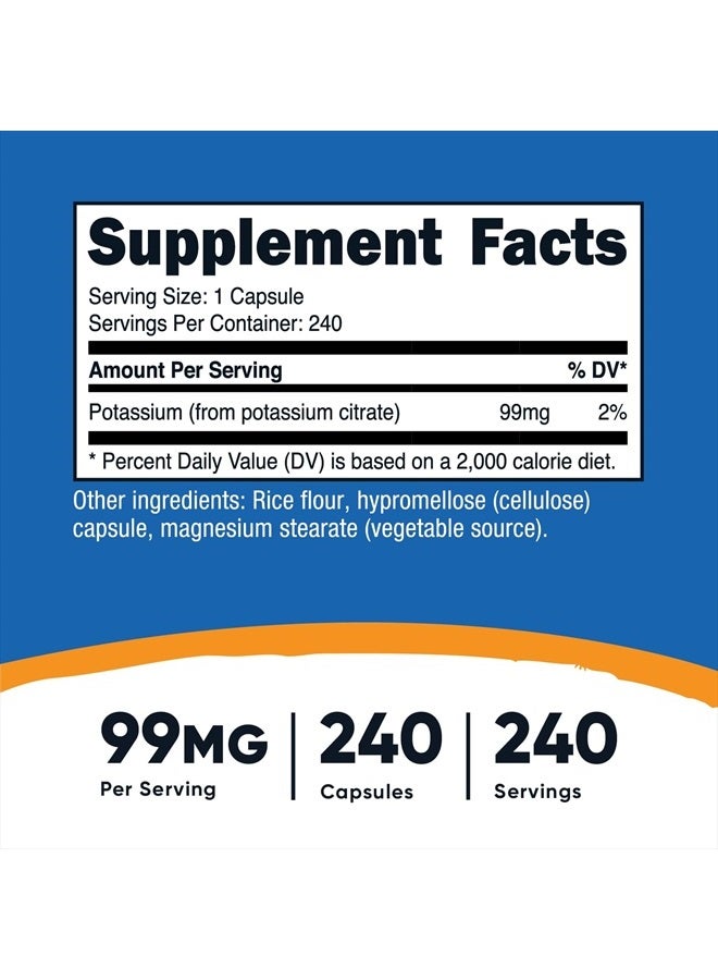 Nutricost سترات البوتاسيوم 99 ملغ، 240 كبسولة - خالية من الغلوتين، غير معدلة وراثيًا - Image 4