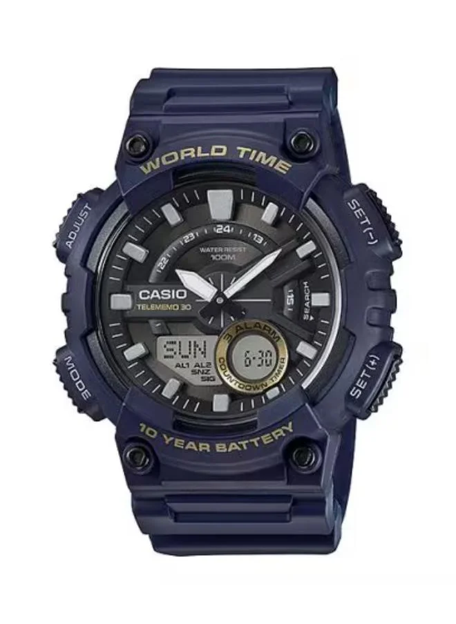 CASIO Men's Analog-Digital Display Watch With Blue Resin Strap - AEQ-110W-2AVDF