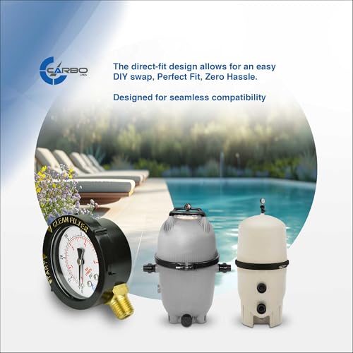 CARBO Instruments Water Pressure Gauge for Swimming Pool Filter, Spa, Aquarium, 60psi Plumbing Clean Filter Indicator with Dual Display & 1/4" NPT Brass Lower Connection with Teflon - Image 3