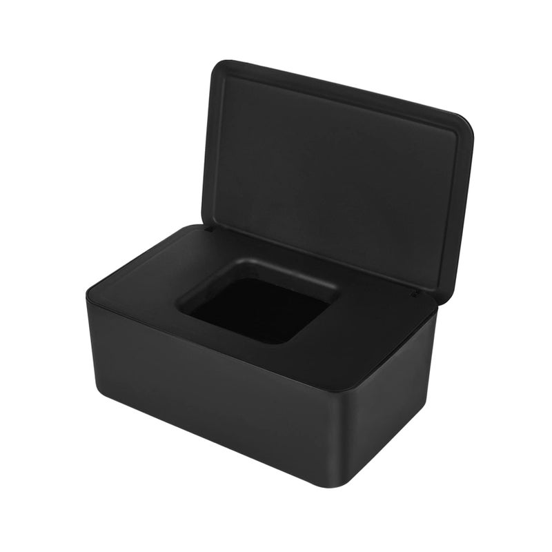 Cuayaes Black Tissue Box Cover Refillable Baby Wipes Dispenser with Sealed Lid Modern Desktop Tissue Box Holder Napkin Organizer Container for Bathroom Car Office