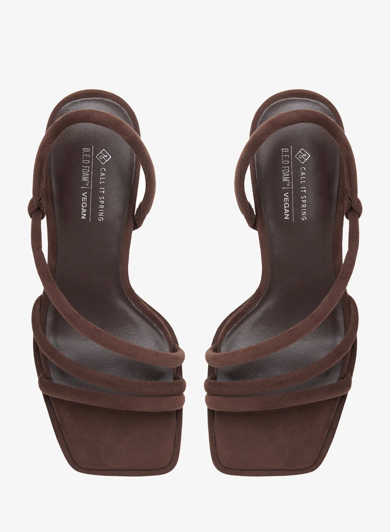 Call it Spring DARK BROWN Luxe Slingback Heeled Sandals for Women | Best Price UAE