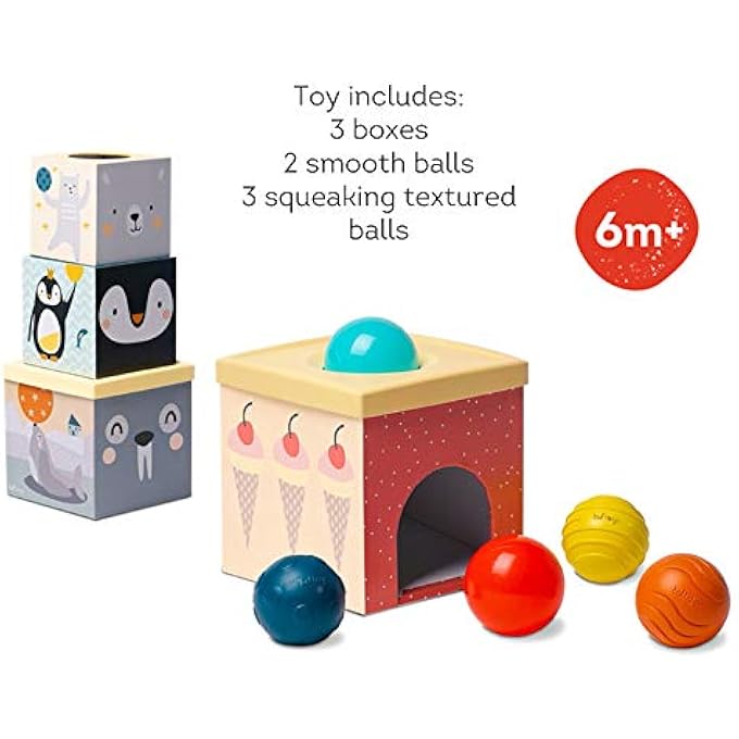 BALL DROP STACKER TOY. BABY STACKING TOY FOR TUMMY TIME DEVELOPMENTAL EDUCATIONAL TOY. STACK THE TOWER, DROP AND ROLL TEXTURED SENSORY BALLS. SUITABLE FOR BABY BOYS & GIRLS FROM 6 MONTHS + - Image 5