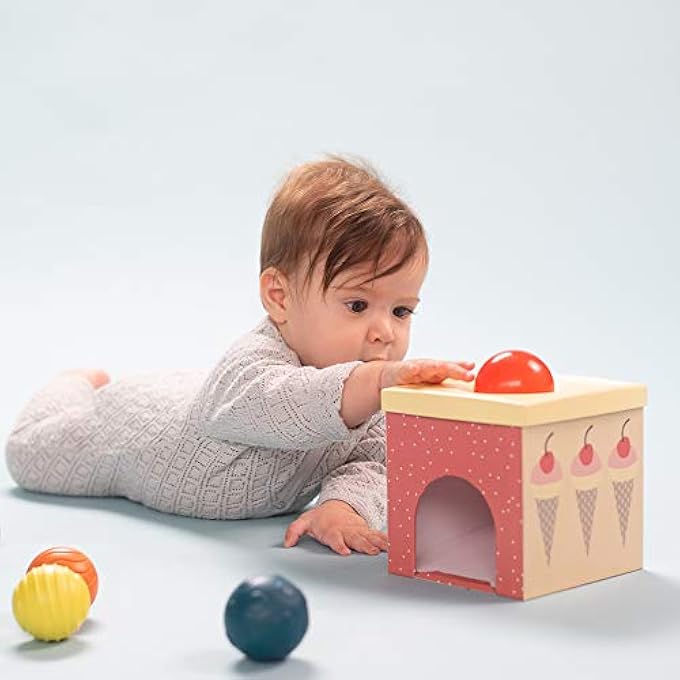 BALL DROP STACKER TOY. BABY STACKING TOY FOR TUMMY TIME DEVELOPMENTAL EDUCATIONAL TOY. STACK THE TOWER, DROP AND ROLL TEXTURED SENSORY BALLS. SUITABLE FOR BABY BOYS & GIRLS FROM 6 MONTHS + - Image 3
