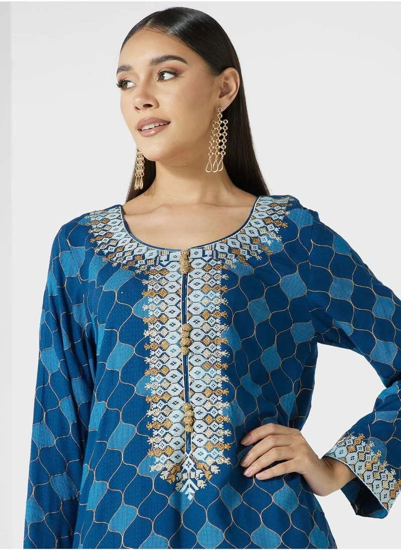كشخة Tiered Embroidered Jalabiya