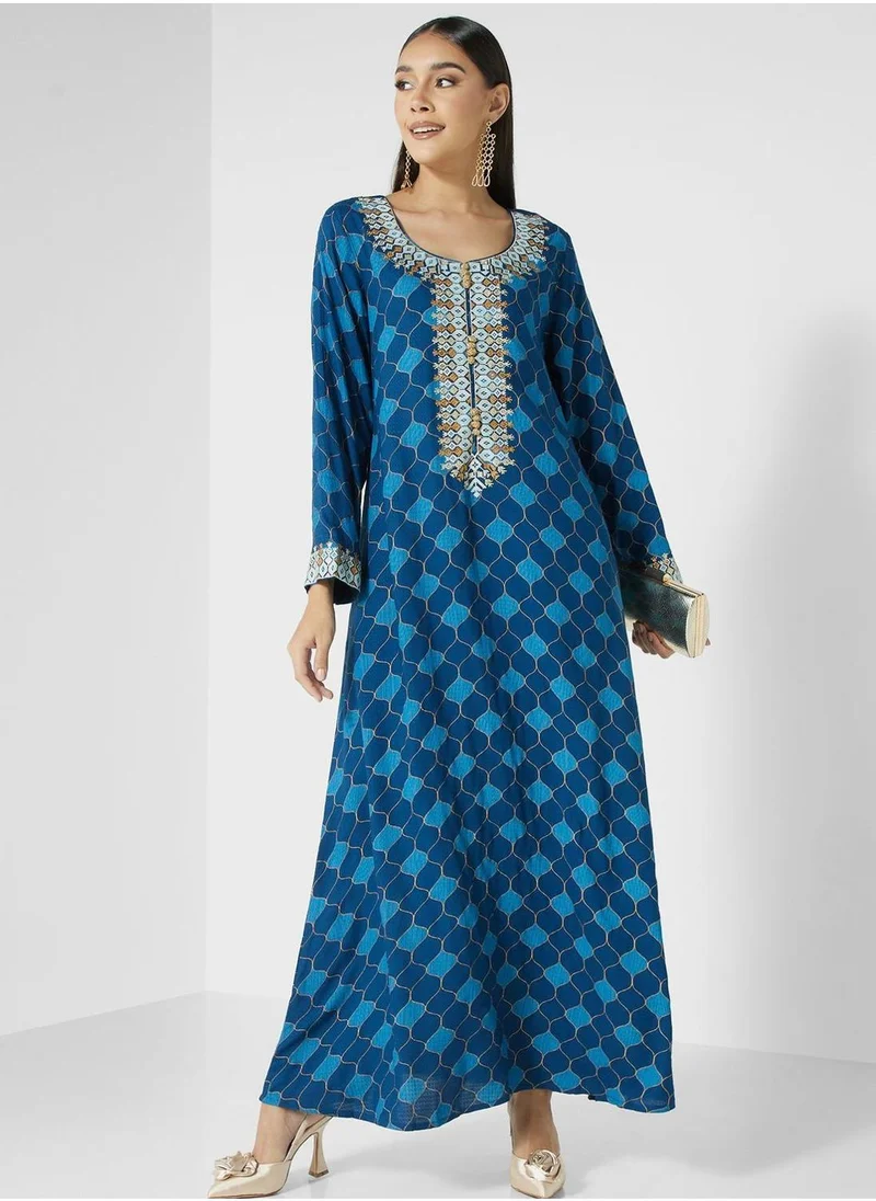 كشخة Tiered Embroidered Jalabiya