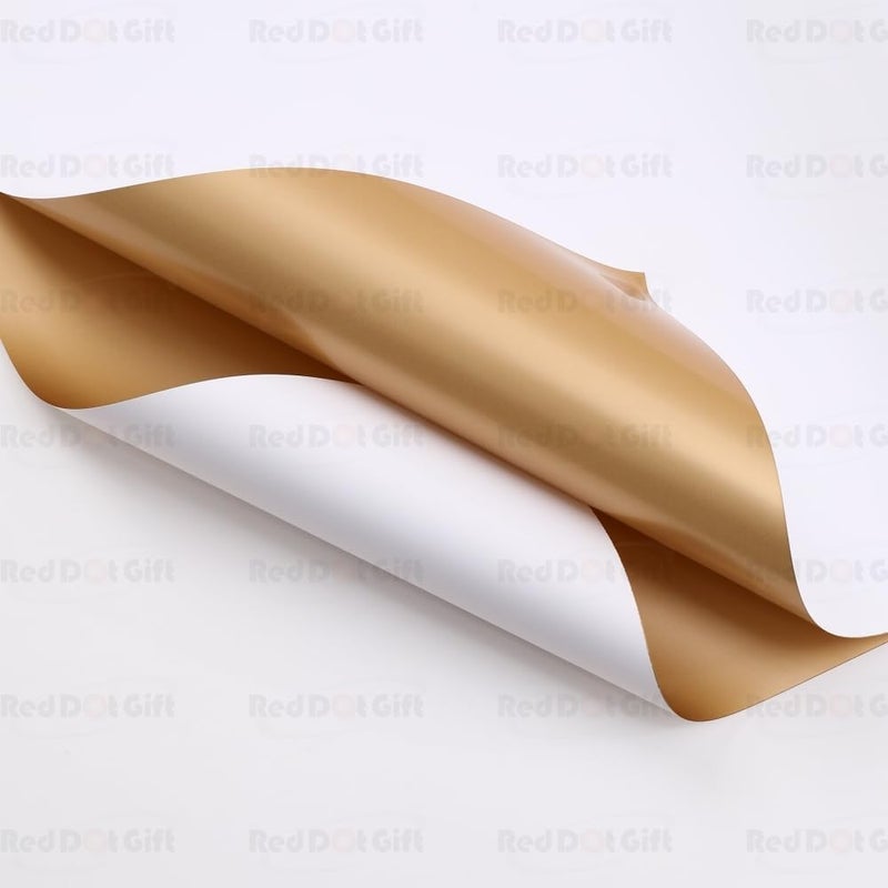 Red Dot Gift Pack of 20 Sheets Double Face Floral Wrapping Paper 57x57cm - White and Gold - Image 5