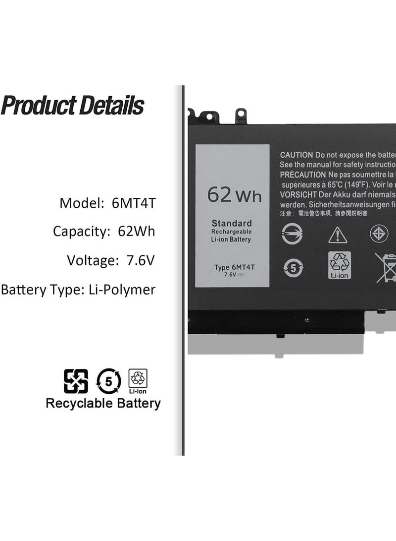 Laptop Battery Type 6MT4T, 62Wh 7.6V 8150mAh Standard Li-ion - Image 2