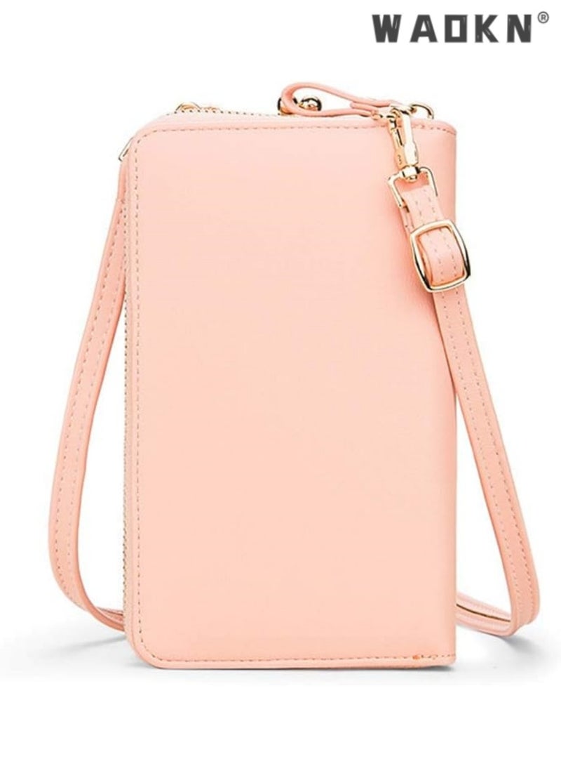 WAOKN Women's Crossbody Phone Purse, Compact & Portable Mobile Phone & Money Wallet Handbag, Featuring Dual-layer Zippers, Adjustable & Detachable Strap, Multiple Card Slots, A Must-have for Fashionable Outings  - Image 3