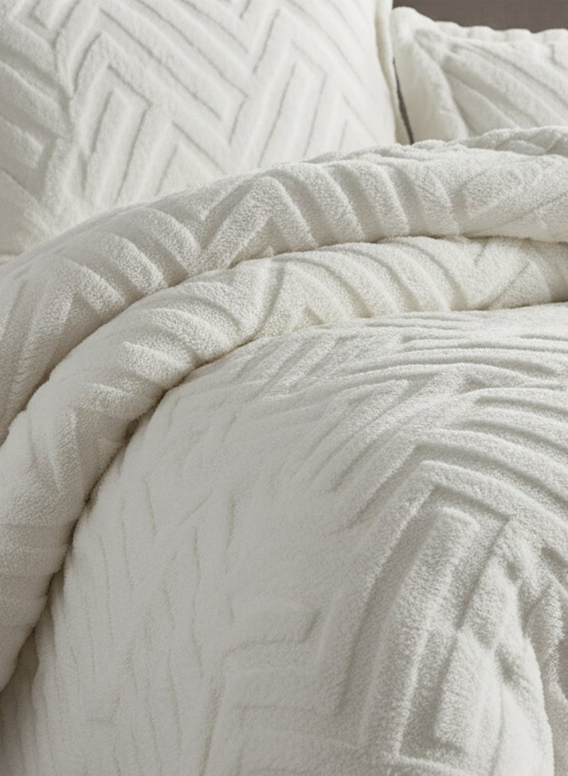 ناداف مفرش شتوي مزدوج خامة ١٠٠٪ فرو يناسب سرير مقاس ٢٠٠ x ٢٠٠ سم مع الحشوة غير قابل للنزع - 4 قطع - Image 4