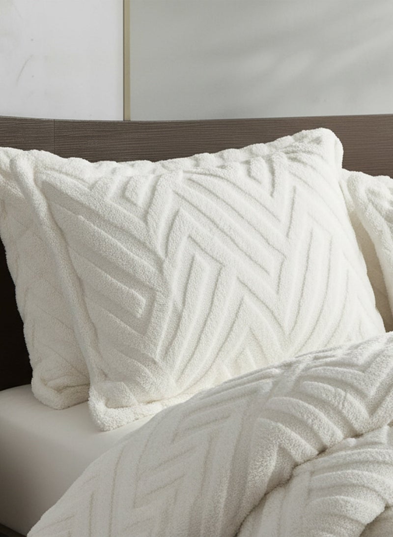 ناداف مفرش شتوي مزدوج خامة ١٠٠٪ فرو يناسب سرير مقاس ٢٠٠ x ٢٠٠ سم مع الحشوة غير قابل للنزع - 4 قطع - Image 2