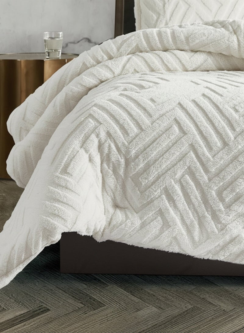 ناداف مفرش شتوي مزدوج خامة ١٠٠٪ فرو يناسب سرير مقاس ٢٠٠ x ٢٠٠ سم مع الحشوة غير قابل للنزع - 4 قطع - Image 3