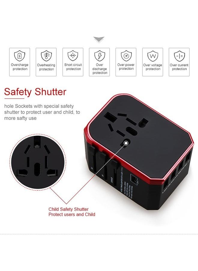 كابتن تيك Universal Travel Adapter, USB Worldwide Charger Power Adapter, International Wall Charger AC Plug Adaptor with 5.6A Smart Power and 3.0A USB Type-C for USA EU UK AUS ( W/Storage Bag)  - Image 3