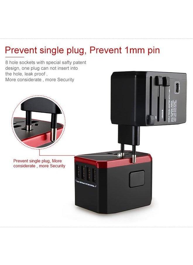 كابتن تيك Universal Travel Adapter, USB Worldwide Charger Power Adapter, International Wall Charger AC Plug Adaptor with 5.6A Smart Power and 3.0A USB Type-C for USA EU UK AUS ( W/Storage Bag)  - Image 5