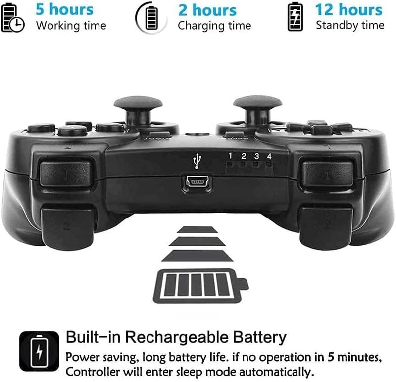 CHENGDAO جهاز تحكم لاسلكي CHENGDAO لـ PS3، جهاز تحكم SIX-AXIS مزدوج الصدمات لـ PlayStation 3 مع كابل شحن... - Image 2