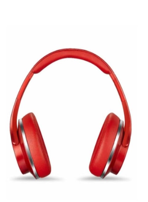 Wireless Bluetooth Headset with 2-in-1 Speaker Allows Taking Calls On The Go And Long Lasting Battery In An Elegant Design Over The Ear by Bastec Series 6 - Red