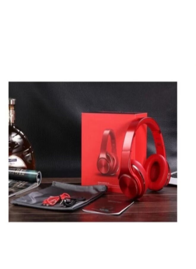Wireless Bluetooth Headset with 2-in-1 Speaker Allows Taking Calls On The Go And Long Lasting Battery In An Elegant Design Over The Ear by Bastec Series 6 - Red
