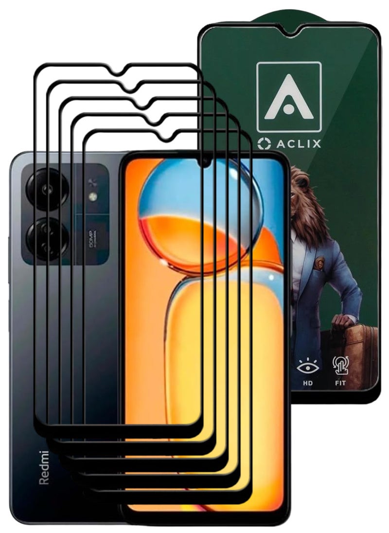 ACLIX 5 Pieces Antistatic ESD Dustproof Premium Quality High Definition Tempered Glass Screen Protector Designed For Xiaomi Redmi 13C - Image 1