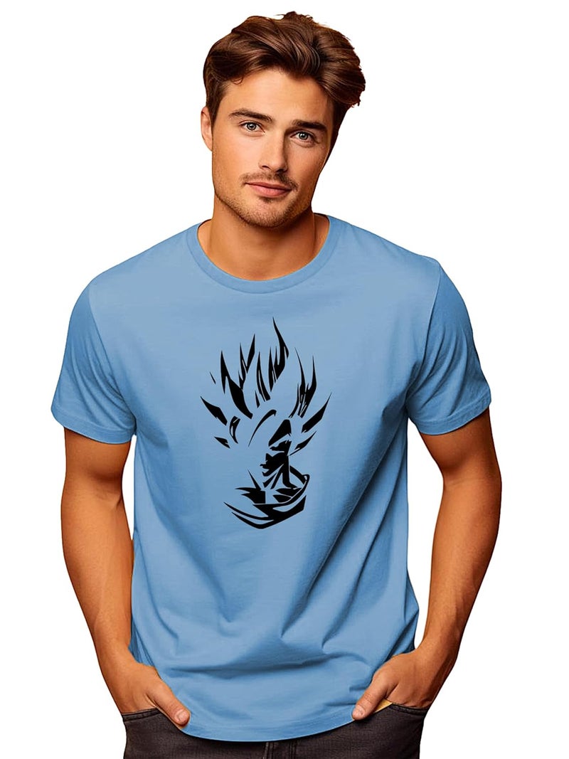 ADRO Men's Graphic Printed T-Shirt - 100% Cotton Regular Fit Sky Blue Tee - Image 4