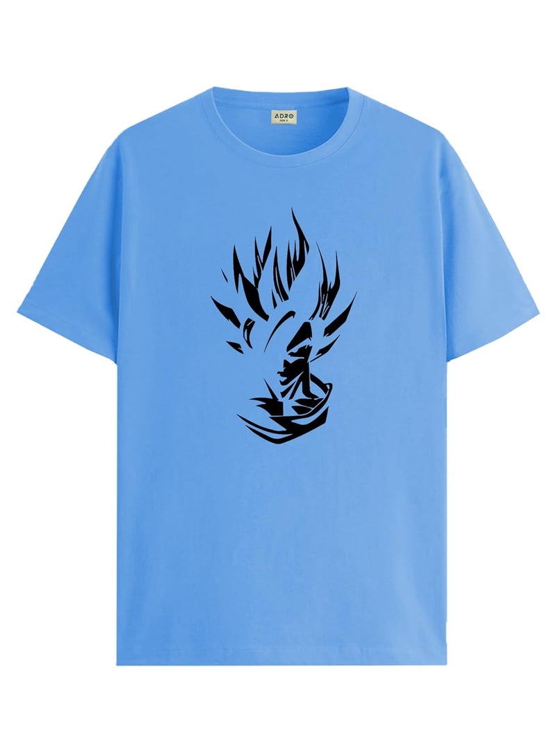 ADRO Men's Graphic Printed T-Shirt - 100% Cotton Regular Fit Sky Blue Tee - Image 1