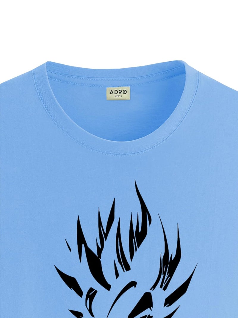ADRO Men's Graphic Printed T-Shirt - 100% Cotton Regular Fit Sky Blue Tee - Image 2
