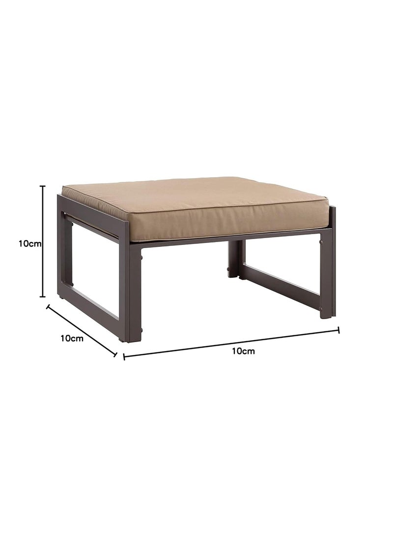 INDIAN DECOR INDIAN DECOR 45126 Contemporary Modern Outdoor Patio Balcony Garden Lounge Side Chair Ottoman Brown Fabric Black  - Image 2
