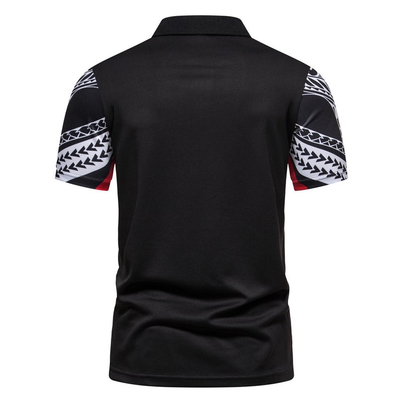 Men's Short Sleeve Polo Shirt with Poker King Print - Image 2