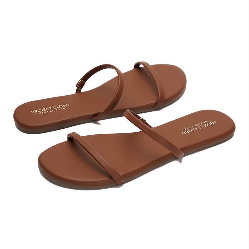 Project Cloud Summer Sandals for Women 2026 - Memory Foam Insole and Eco-Crafted Leather Beach Flip Flops for Women - Non Slip and Lightweight Double Strap Womens Sandals (Transition, WHISKEY,8M) - Image 2