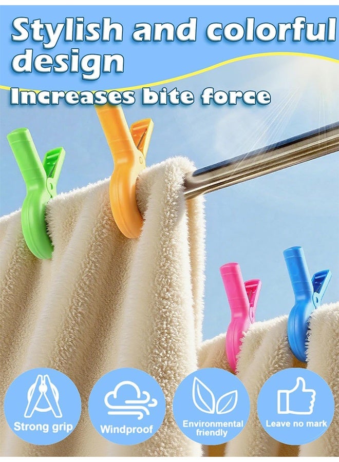 4 قطع مشابك مناشف شاطئ كبيرة، مشابك مناشف ملونة لكراسي التشمس، مشابك مناشف لكراسي التشمس وحبال الغسيل وكراسي حمام السباحة وكراسي التشمس، متينة، مشابك ملابس، مقاومة للرياح - Image 4