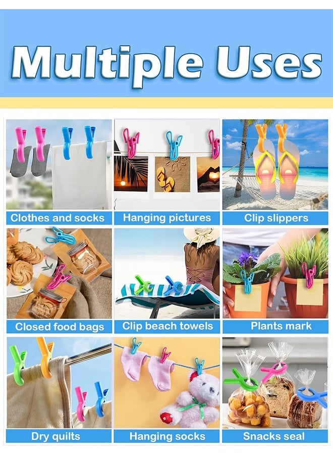 4 قطع مشابك مناشف شاطئ كبيرة، مشابك مناشف ملونة لكراسي التشمس، مشابك مناشف لكراسي التشمس وحبال الغسيل وكراسي حمام السباحة وكراسي التشمس، متينة، مشابك ملابس، مقاومة للرياح - Image 5