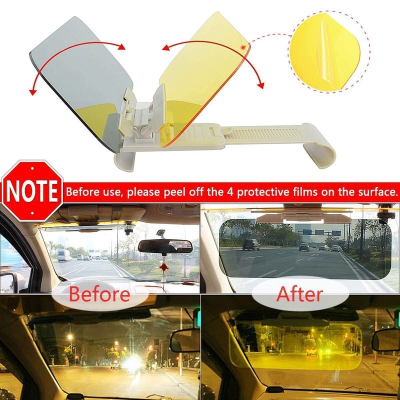 Lupro Car Sun Visor 2 in 1 Windshield for Day & Night Anti-Glare, Anti-Dazzle Driving Mirror Visor - Universal Fit for All Vehicles (Pack of 1) - Image 3