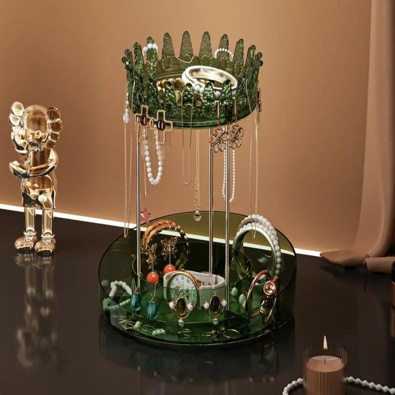Crobat Creative CrownDesign Rotating Doublelayer Large Capacity Dressing Table Storage Box - Image 4