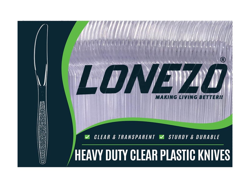 Lonezo Lonezo [150 Count Plastic Knives Clear Plastic Knives Heavy Duty Shatter Resistant Disposable Plastic Knifes for Parties Picnic All Indoor Outdoor Activities  - Image 1