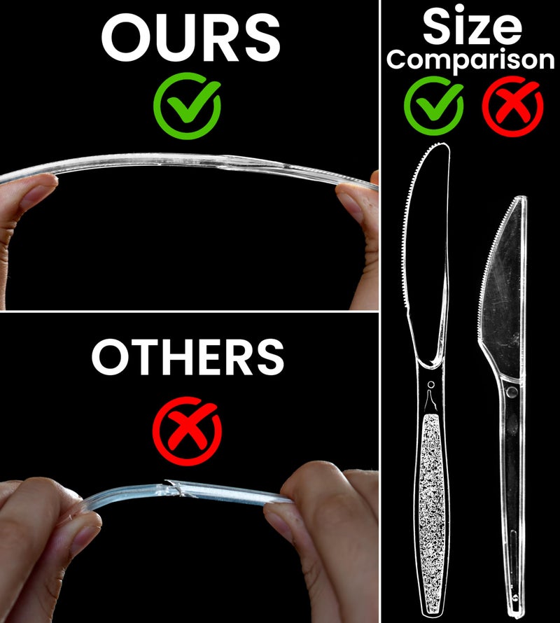 Lonezo Lonezo [150 Count Plastic Knives Clear Plastic Knives Heavy Duty Shatter Resistant Disposable Plastic Knifes for Parties Picnic All Indoor Outdoor Activities  - Image 4