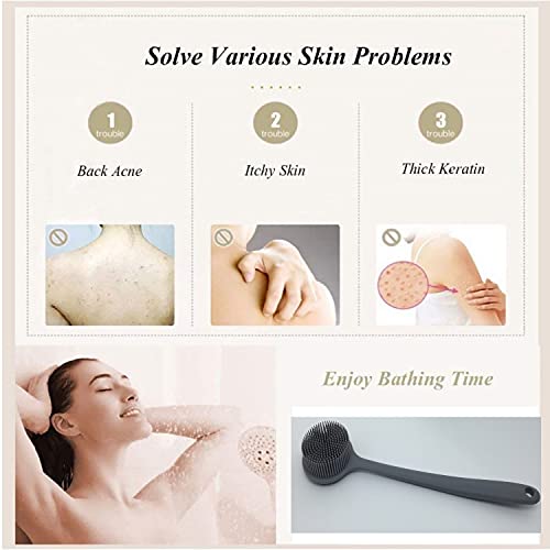 Cinlitek Silicone Body Scrubber - Long Handle Back Scrubber, Shower Exfoliator - Image 3