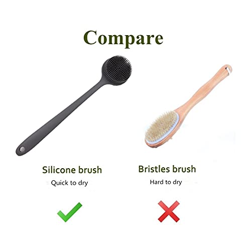 Cinlitek Silicone Body Scrubber - Long Handle Back Scrubber, Shower Exfoliator - Image 5