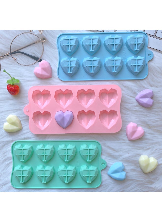 8 Even Diamond Love Heart Chocolate 110 Candy Pudding Dessert Mold Cake Decoration Plug-in Kitchen Baking Utensils-Color - Image 3
