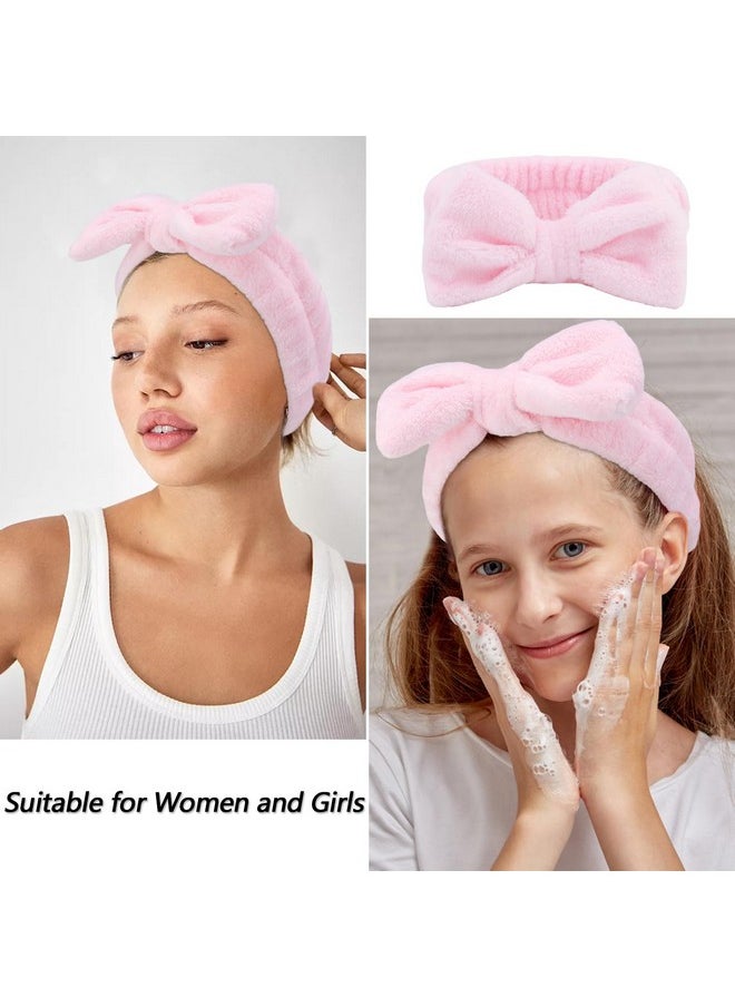 Velscrun 6 Pack Spa Headband Makeup Headband Face Wash Headband Skincare Headbands Pink Sponge Hair Band Bow Tie Spa Headband For Washing Face Wristband Set Hair Accessories For Women Girls Gifts  - Image 5