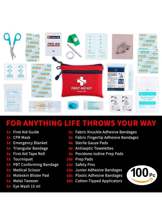 Protect Life First Aid Kit for Home/Business | HSA/FSA Eligible Emergency Kit | Hiking First aid kit Camping | Travel First Aid Kit for Car|Small First Aid Kit Travel/Survival Medical kit - 100 Pieces  - Image 3