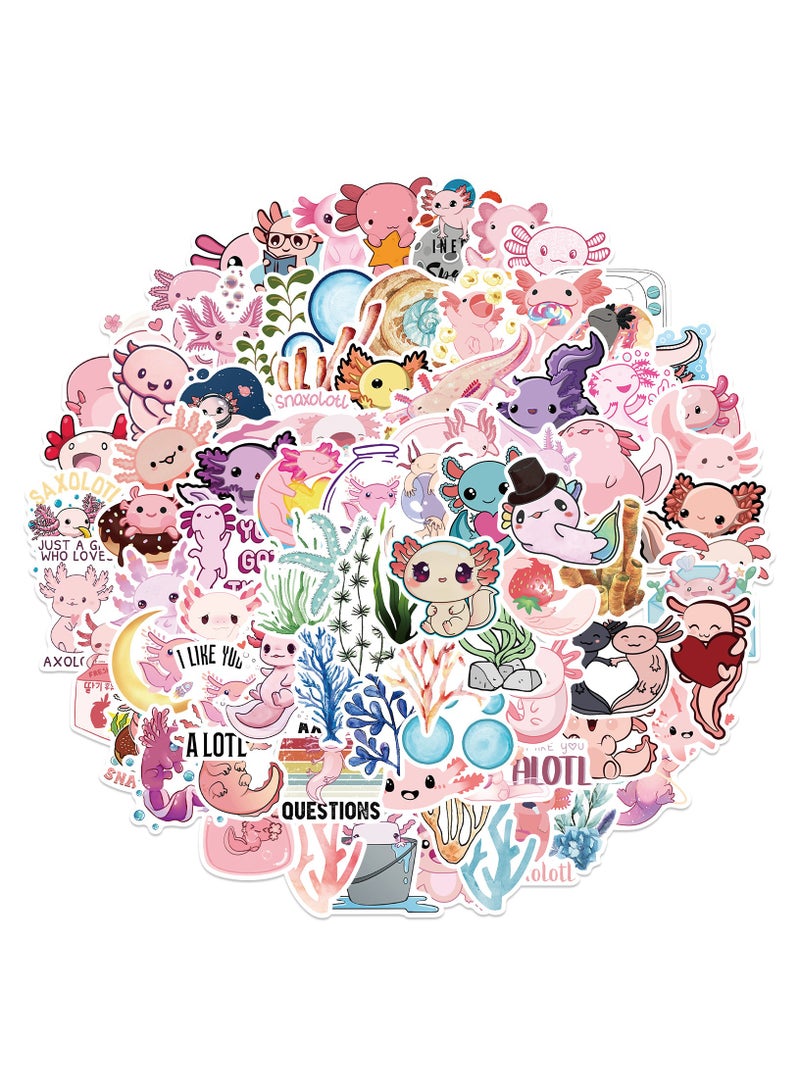 100 قطعة من ملصقات السلمندر اللطيفة لأجهزة الكمبيوتر المحمول وزجاجات المياه والهاتف وملصقات لوح التزلج حزمة هدية للأطفال ملصقات ممتصة للصدمات - Image 1